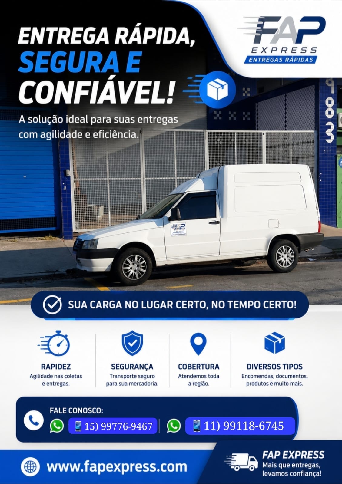 Arte sobre entregas rápidas e seguras com veículo utilitário